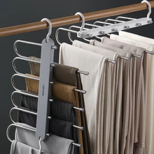 Multi-functional 6 in 1 Pants Hanger For Clothes Rack Adjustable Closet Organizer Trouser Storage Rack Pants Tie Storage Shelf