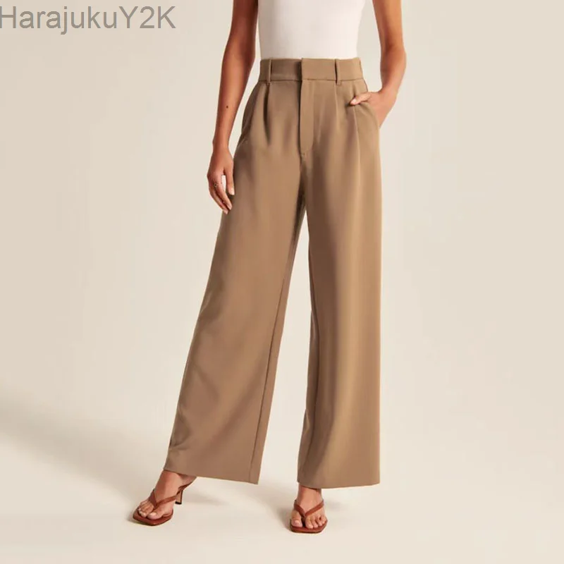 Брюки женские с широкими штанинами и высокой талией, повседневные свободные офисные костюмы, универсальные прямые брюки, весна-лето
Брюки женские с широкими штанинами и высокой талией, повседневные свободные офисные костюмы, универсальные прямые брюки, весна-лето