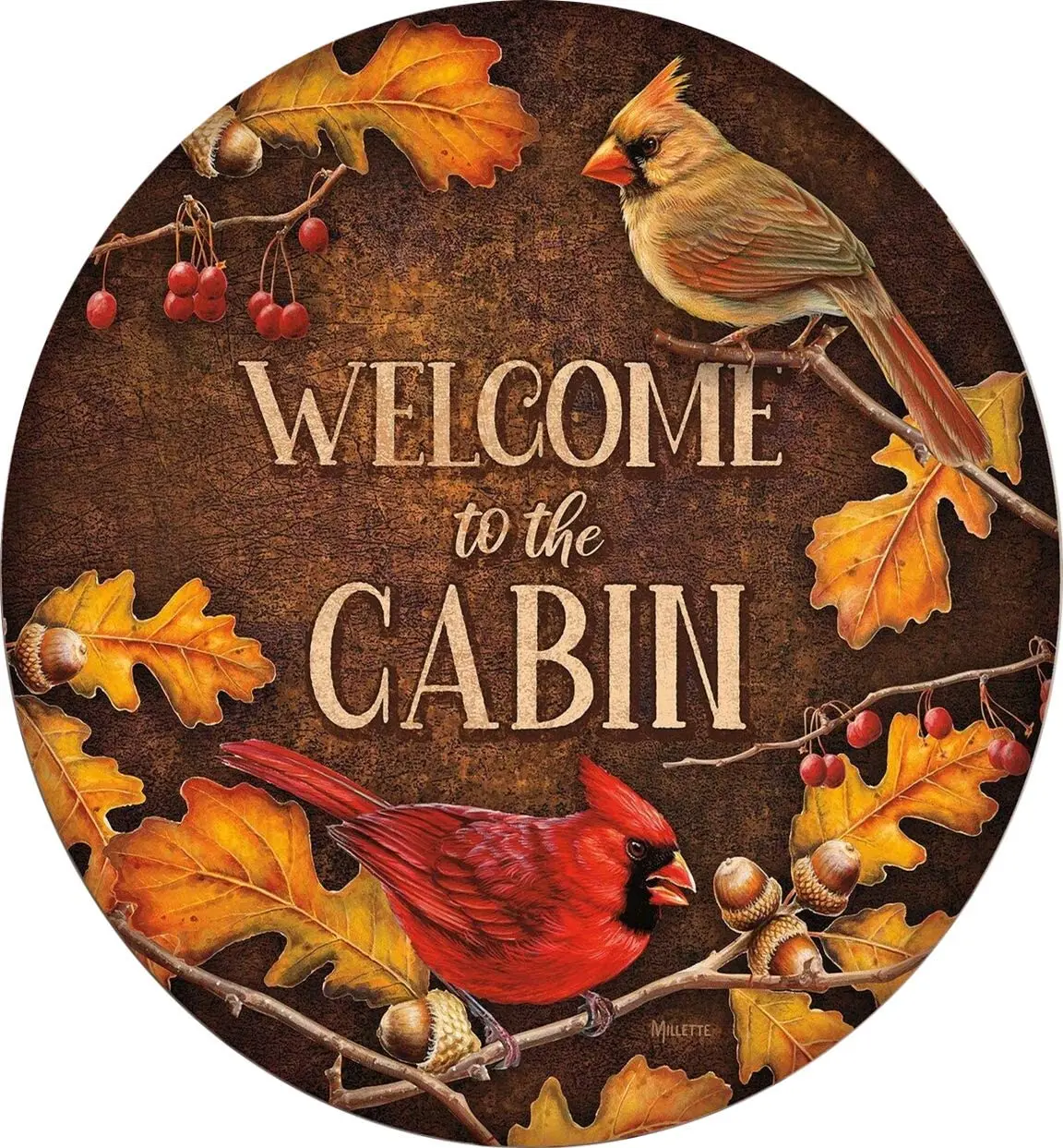 Welcome to The Cabin - Cardinals Hanging Round Metal Tin Sign 12x12 Inch Retro Home Kitchen Farm Bar Pub Wall Decor
Welcome to The Cabin - Cardinals Hanging Round Metal Tin Sign 12x12 Inch Retro Home Kitchen Farm Bar Pub Wall Decor