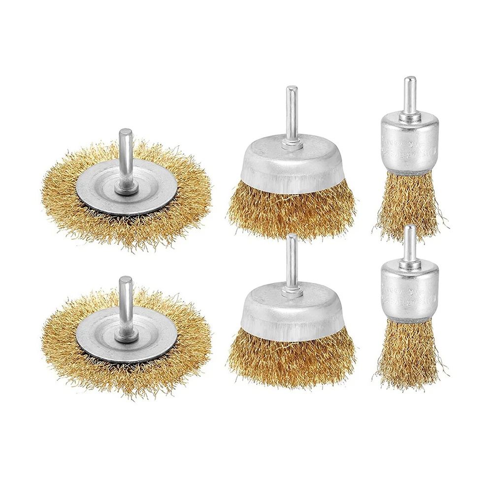 6pcs 6mm Shank Brass Wheel Wire Brush Wire Cup Brushes Drill Bit Set Rust Removal For Tiles Glass Marble Hand Tools
6pcs 6mm Shank Brass Wheel Wire Brush Wire Cup Brushes Drill Bit Set Rust Removal For Tiles Glass Marble Hand Tools