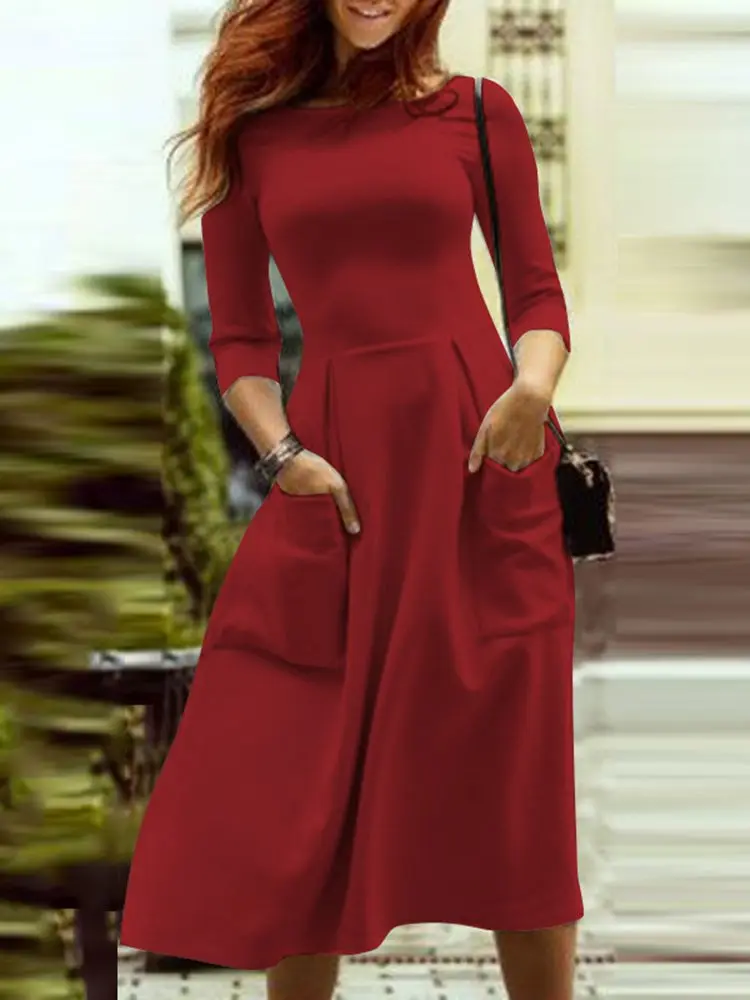 2022 ZANZEA Bohemian Summer Women Solid Dress O-Neck 3/4 Sleeve A-line Midi Vestido Fashion Casual Loose Party Work OL Sundress
2022 ZANZEA Bohemian Summer Women Solid Dress O-Neck 3/4 Sleeve A-line Midi Vestido Fashion Casual Loose Party Work OL Sundress