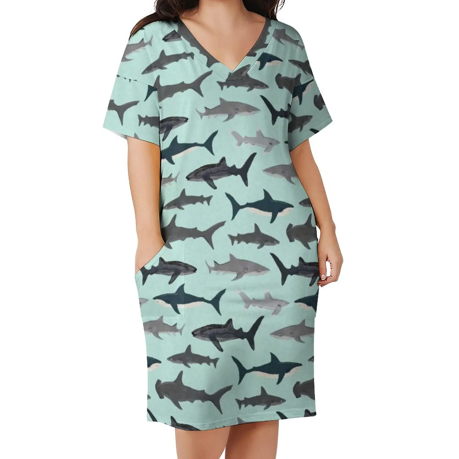 Great White Shark Dress Women Sharks Illustration Art Print Street Wear Casual Dress Short Sleeve Modern Big Size Dresses Gift
Great White Shark Dress Women Sharks Illustration Art Print Street Wear Casual Dress Short Sleeve Modern Big Size Dresses Gift