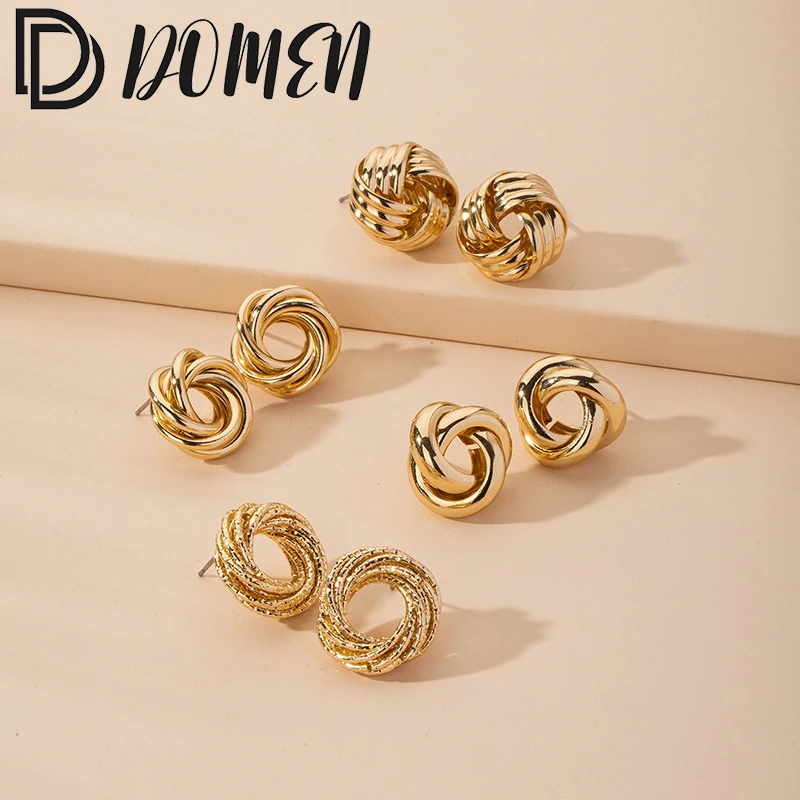 DOMEN Gold Color Vintage Geometry Fashion Earrings Set Metal Twine for Women Simple Trendy Party Jewelry
DOMEN Gold Color Vintage Geometry Fashion Earrings Set Metal Twine for Women Simple Trendy Party Jewelry