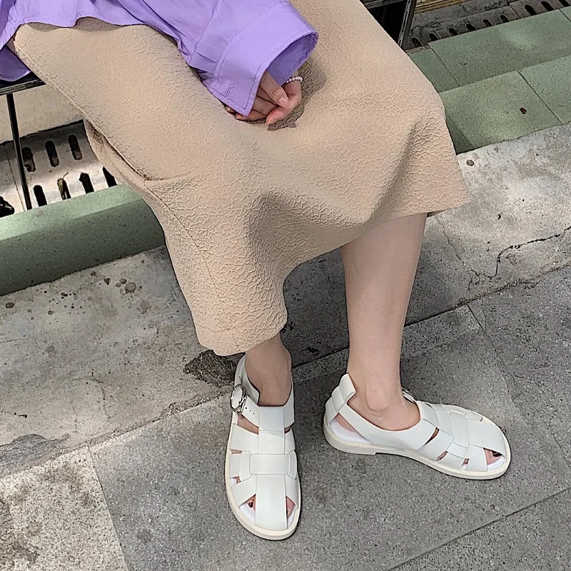 Womens' Flats Cowhide Lady Sandals For Female Retro Gladiator Flats Buckle Strap Vintage Simple Shoes Summer Sandal Roman Style
Womens' Flats Cowhide Lady Sandals For Female Retro Gladiator Flats Buckle Strap Vintage Simple Shoes Summer Sandal Roman Style