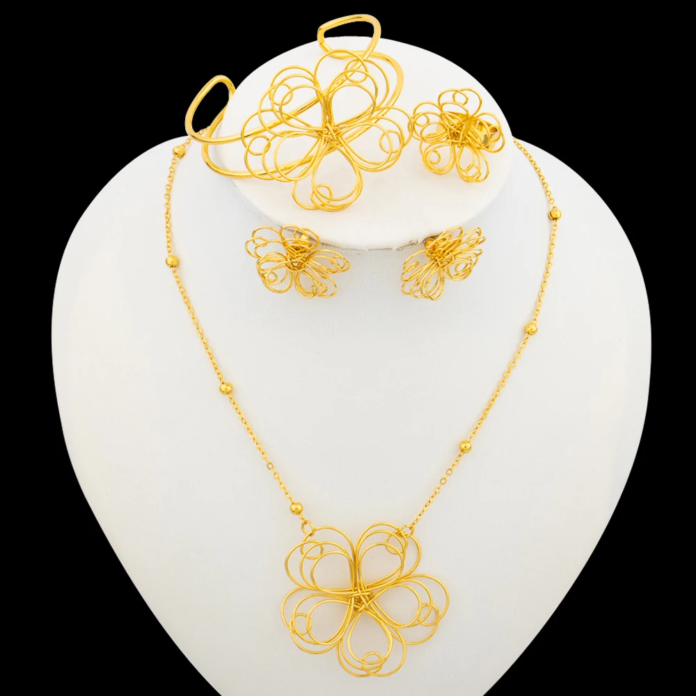 Luxury Elegant Flower Jewelry Sets For Women Stud Earrings and Necklaces Bracelet Ring for Weddings Party Italian Accessories
Luxury Elegant Flower Jewelry Sets For Women Stud Earrings and Necklaces Bracelet Ring for Weddings Party Italian Accessories