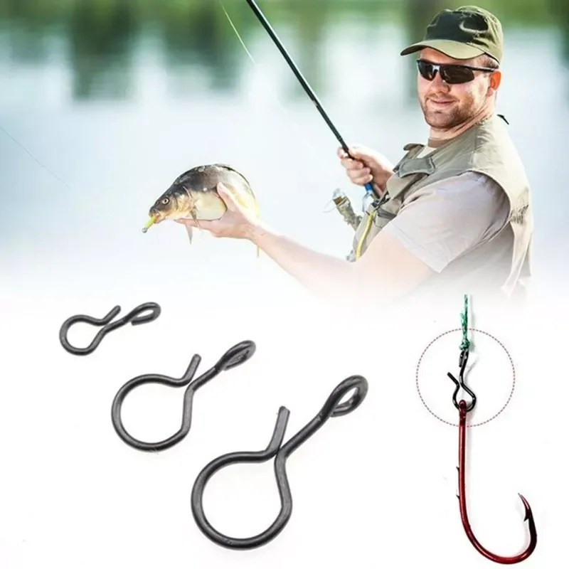 

Fly Fishing Snap Quick Change for Flies Hook Lures Stainless Steel Lock Black Fishing Snaps Lures Clip Link