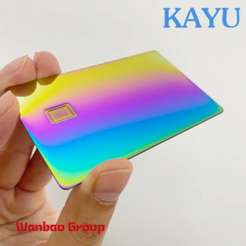 Polish Finish EMV Chip Slot Rainbow Color Unique Metal Credit Card Debit Bank Card Blank
Polish Finish EMV Chip Slot Rainbow Color Unique Metal Credit Card Debit Bank Card Blank