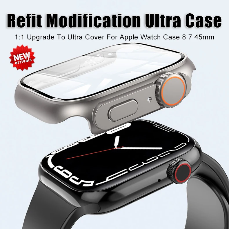 Screen Protector For Apple Watch 8 7 45mm 44mm Appearance Upgrade For iWatch Ultra PC Cover+Tempered Glass Turning into Ultra
Screen Protector For Apple Watch 8 7 45mm 44mm Appearance Upgrade For iWatch Ultra PC Cover+Tempered Glass Turning into Ultra