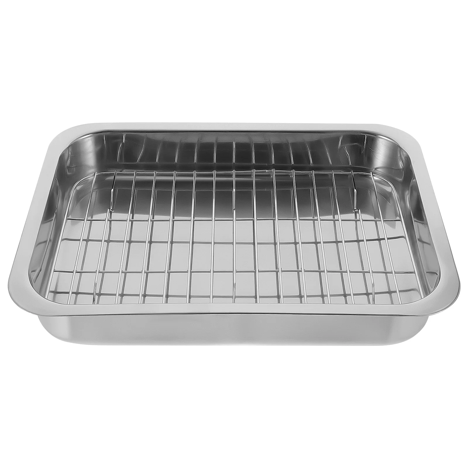 

1 Set Stainless Steel Tray Pan and Cooling Rack Chef Sheet Rack Pans Cookie Tray Supplies 36x26x6cm Oven grille
