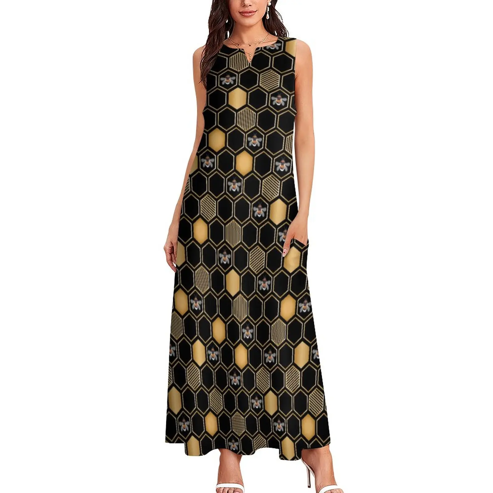 Bees Print Dress Honeycomb Geometric Party Maxi Dress V Neck Pattern Bohemia Long Dresses Aesthetic Oversize Clothes
Bees Print Dress Honeycomb Geometric Party Maxi Dress V Neck Pattern Bohemia Long Dresses Aesthetic Oversize Clothes