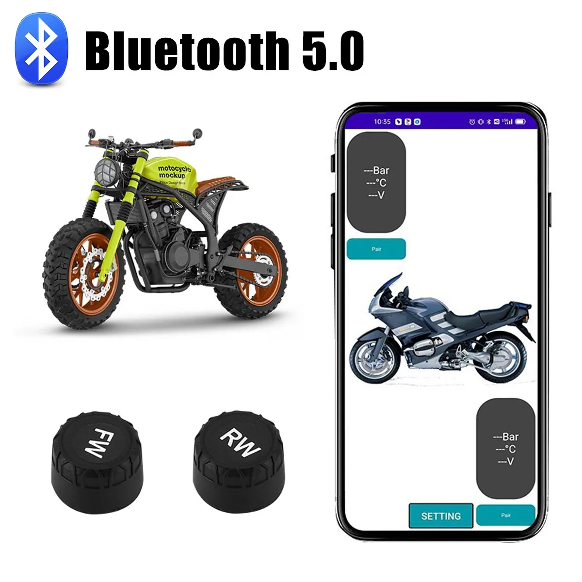 TPMS Tire Pressure Sensors Motorcycle Bluetooth 5.0 Tire Pressure Monitoring System External Sensor Android/IOS Car TMPS
TPMS Tire Pressure Sensors Motorcycle Bluetooth 5.0 Tire Pressure Monitoring System External Sensor Android/IOS Car TMPS