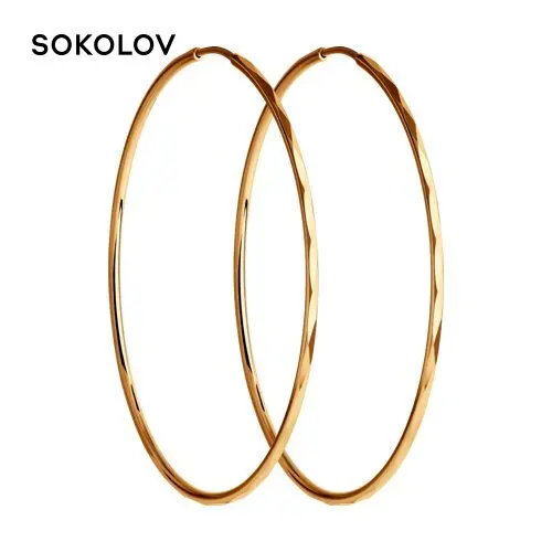 Серьги конго SOKOLOV из золота с алмазной гранью Золото 585 Женские 2022 тренд