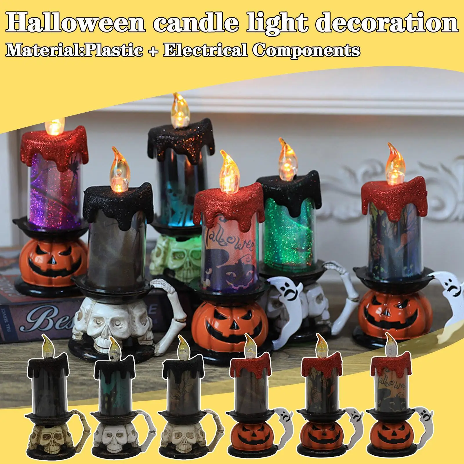 Хэллоуин светильник Свет Тыква череп светильник лампа беспламенная Свеча Светодиодная декоративная подставка лампа вечерние Бар Декор 
Хэллоуин светильник Свет Тыква череп светильник лампа беспламенная Свеча Светодиодная декоративная подставка лампа вечерние Бар Декор