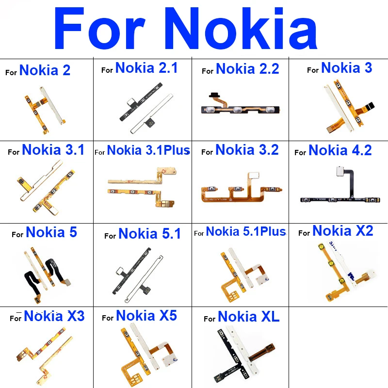 

Боковая кнопка громкости и питания для Nokia 2 2,1 2,2 3 3,1 3,2 4,2 5 5,1 X2 X3 X5 XL Plus включение/выключение питания Регулятор громкости гибкий кабель