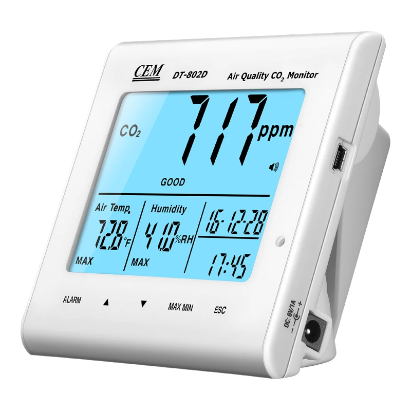 CEM DT-802D Desktop Indoor Air Quality CO2 Monitors Detector Carbon Dioxide Meter
CEM DT-802D Desktop Indoor Air Quality CO2 Monitors Detector Carbon Dioxide Meter