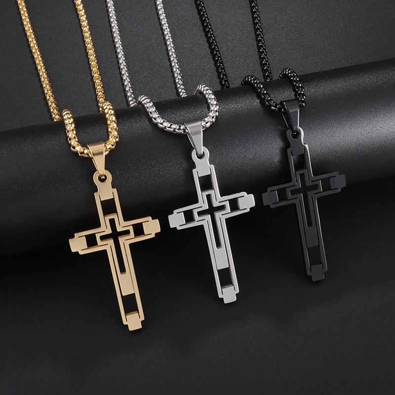Men and Women Hollow Cross Stainless Steel Pendant Necklace Classic Retro Religious Prayer Necklace Believer Jewelry Wholesale
Men and Women Hollow Cross Stainless Steel Pendant Necklace Classic Retro Religious Prayer Necklace Believer Jewelry Wholesale