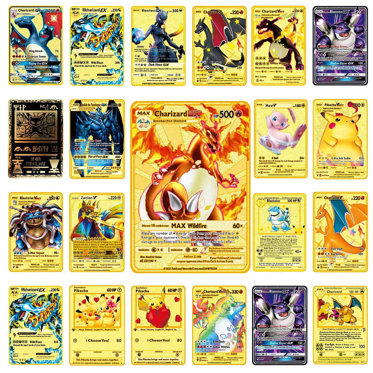 2022 Pokemon Metal Card Charizard Eevee Mewtwo Pikachu Gold Vmax GX EX Speelgoed Collection Children's Gifts Pokemoncards Toy
2022 Pokemon Metal Card Charizard Eevee Mewtwo Pikachu Gold Vmax GX EX Speelgoed Collection Children's Gifts Pokemoncards Toy