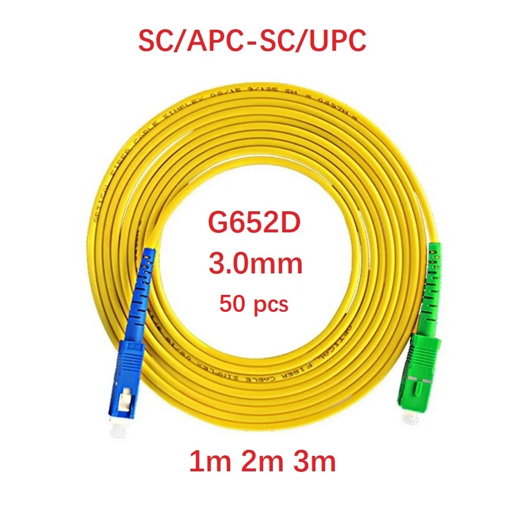 50pcs 1/2/3Meter SC/UPC-SC/APC fiber optic Cable patch cord Sx core G652D 3.0mm Single Mode FTTH fiber optic jumper cable
50pcs 1/2/3Meter SC/UPC-SC/APC fiber optic Cable patch cord Sx core G652D 3.0mm Single Mode FTTH fiber optic jumper cable