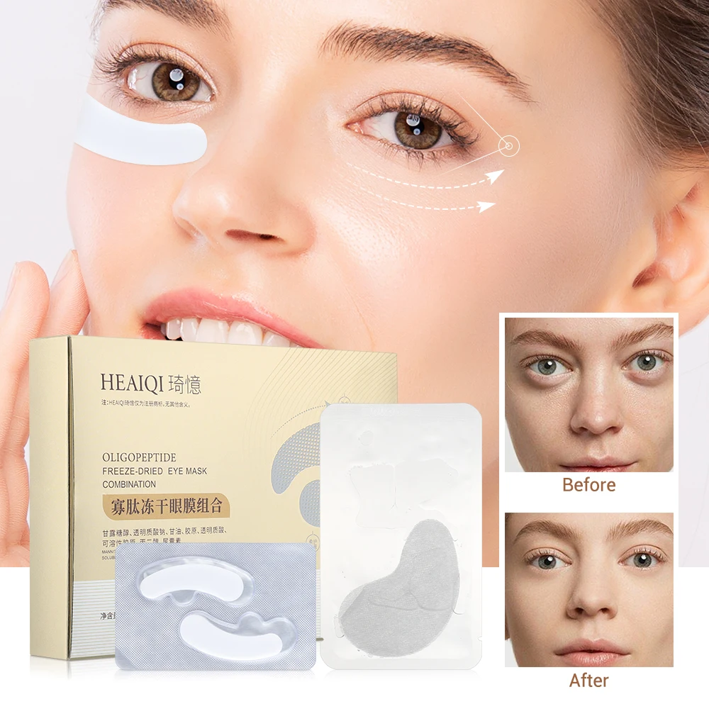 

10 Pairs Fully Absorbed Oligopeptide Collagen Freeze-dried Eye Mask 2 Layers Hydrolyze Eyes Patch For Dark Circles Anti Wrinkle