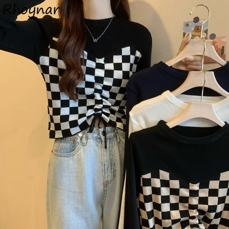Shirring Pullovers Women Autumn Plaid Skinny O-neck Knitted Sweaters Female Hipster Fake Two Pieces College Daily Elegant Cozy
Shirring Pullovers Women Autumn Plaid Skinny O-neck Knitted Sweaters Female Hipster Fake Two Pieces College Daily Elegant Cozy