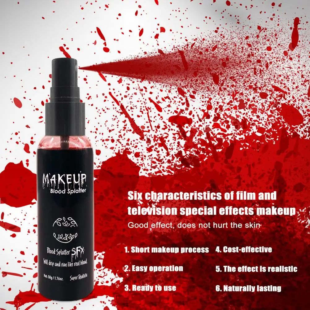

Halloween Plasma Spray Create Realistic Blood Effects Horror Fake Blood Spray Halloween Cosplay Makeup Washable Eye Blood Drops