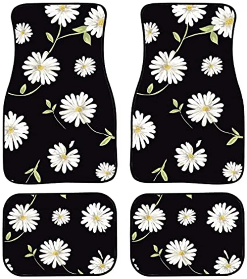 White with leaf daisy print European and American waterproof rubber car mats 4PCS universal mats
White with leaf daisy print European and American waterproof rubber car mats 4PCS universal mats