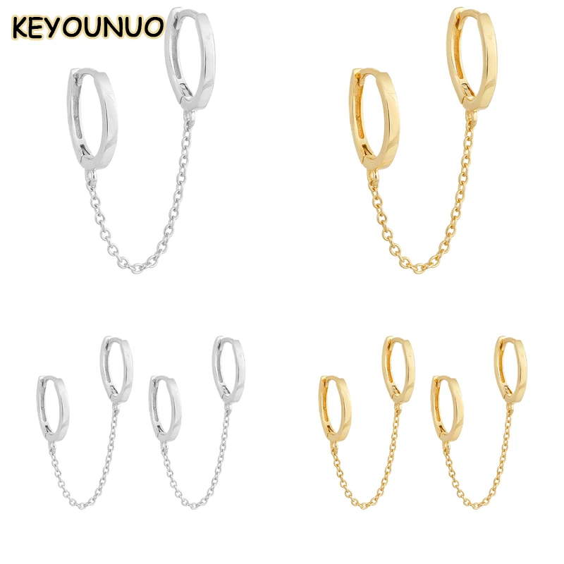 KEYOUNUO Double Hoop Earrings For Women Gold Silver Filled Tassel Chain Piercing Huggie Golden Earrings Jewelry Wholesale
KEYOUNUO Double Hoop Earrings For Women Gold Silver Filled Tassel Chain Piercing Huggie Golden Earrings Jewelry Wholesale
