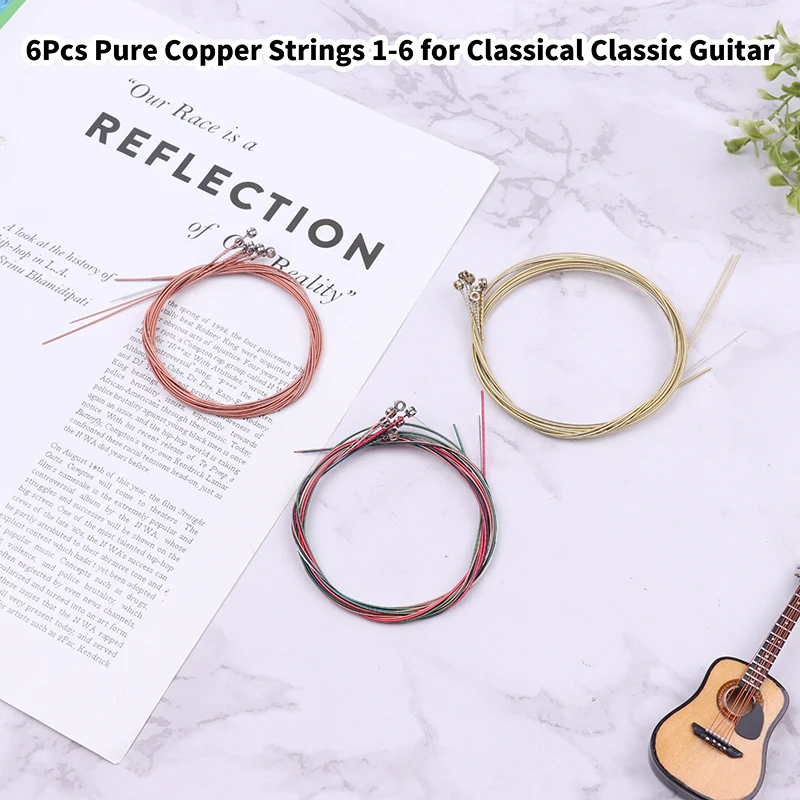 

6Pcs Pure Copper Strings 1-6 for Classical Classic Guitar Strings Steel Wire Classic Acoustic Folk Guitar Parts Accessories