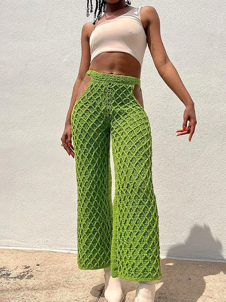Fall women's sexy women's high waisted pants wide leg pants long pants fall new hollow knitted pants stretch waist streetwear
Fall women's sexy women's high waisted pants wide leg pants long pants fall new hollow knitted pants stretch waist streetwear