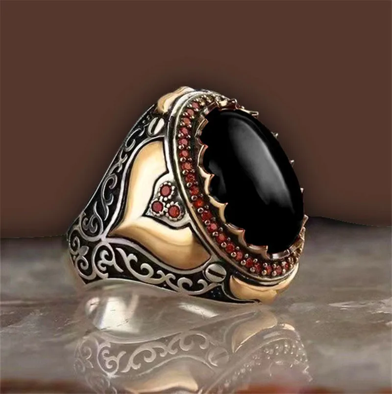 Punk Style Inlaid Oval Black Crystal Men's Retro Ring Fashion Temperament Casual Party Jewelry Accessories
Punk Style Inlaid Oval Black Crystal Men's Retro Ring Fashion Temperament Casual Party Jewelry Accessories