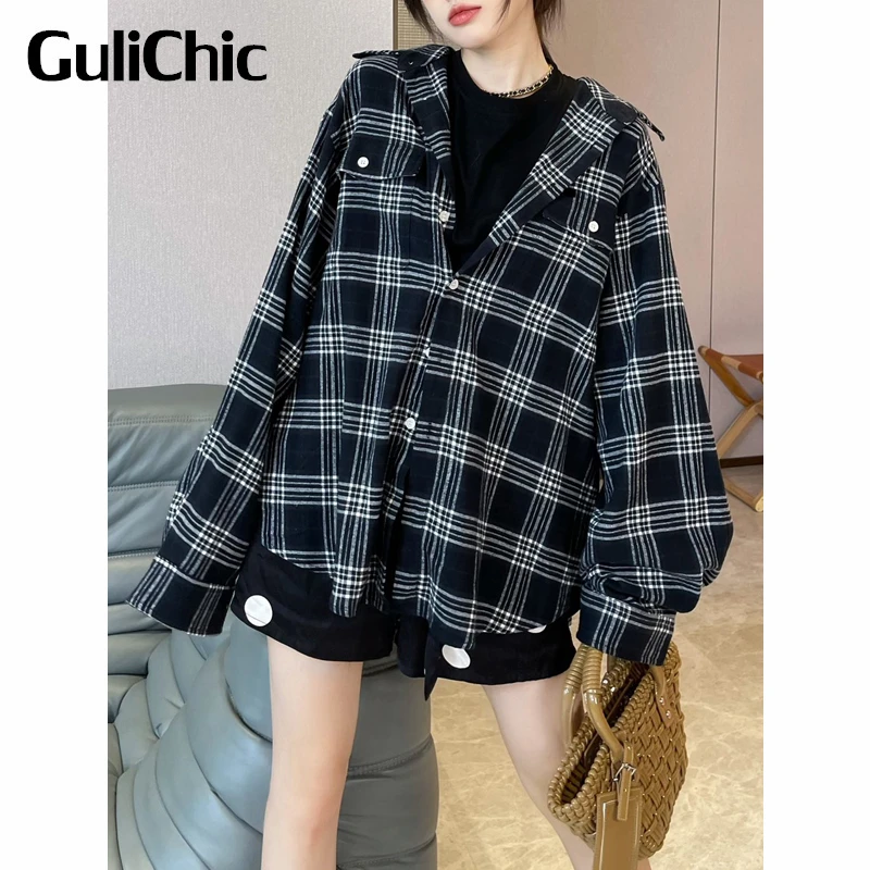 7.22 GuliChic Women Vintage Plaid Fake Two Piece Shirt Fashion Loose Midi Blouse
7.22 GuliChic Women Vintage Plaid Fake Two Piece Shirt Fashion Loose Midi Blouse