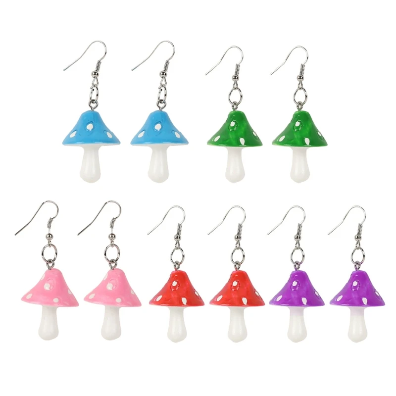 Fashion Resin Mushroom Earrings 5/6 Pairs Personality Simulation Mushroom Drop Earrings Funny Jewelry Gift for Friends
Fashion Resin Mushroom Earrings 5/6 Pairs Personality Simulation Mushroom Drop Earrings Funny Jewelry Gift for Friends