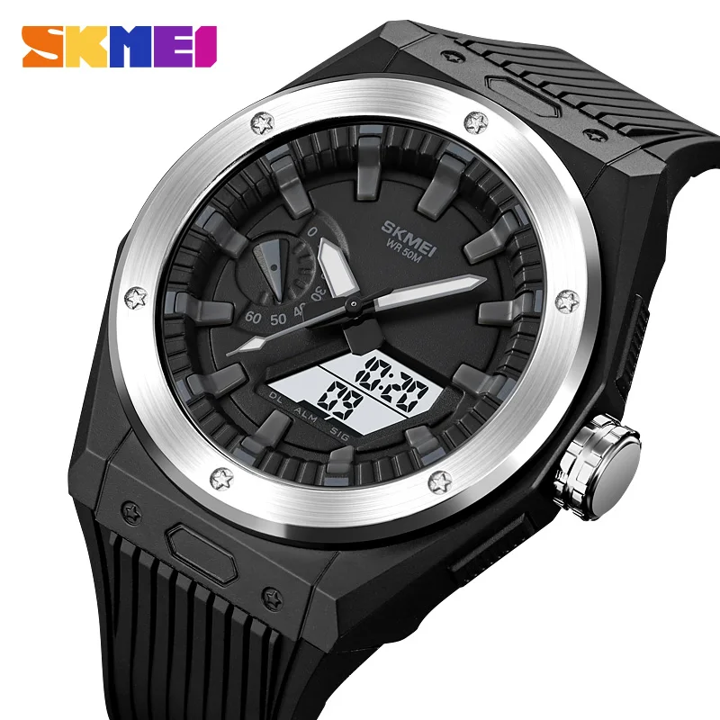 

SKMEI Fashion LED Light Display Sport Watch Mens 3 Time Chrono Digital Wristwatches 50m Waterproof Alarm Clock relogio masculino