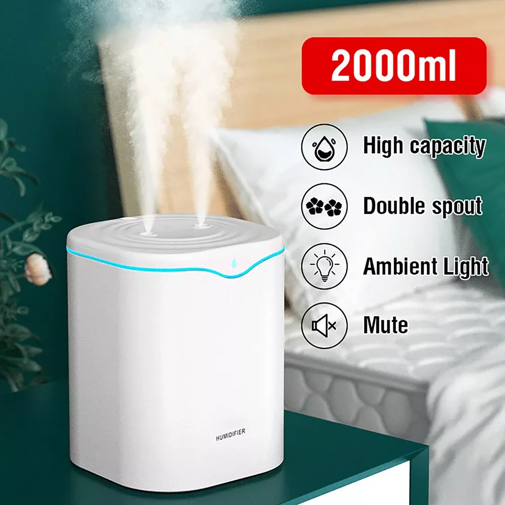 2000ML USB Air Humidifier Ultrasonic Double Nozzle Essential Oil Aromatherapy Diffuser Cool Mist Maker Fogger for Home Office
2000ML USB Air Humidifier Ultrasonic Double Nozzle Essential Oil Aromatherapy Diffuser Cool Mist Maker Fogger for Home Office