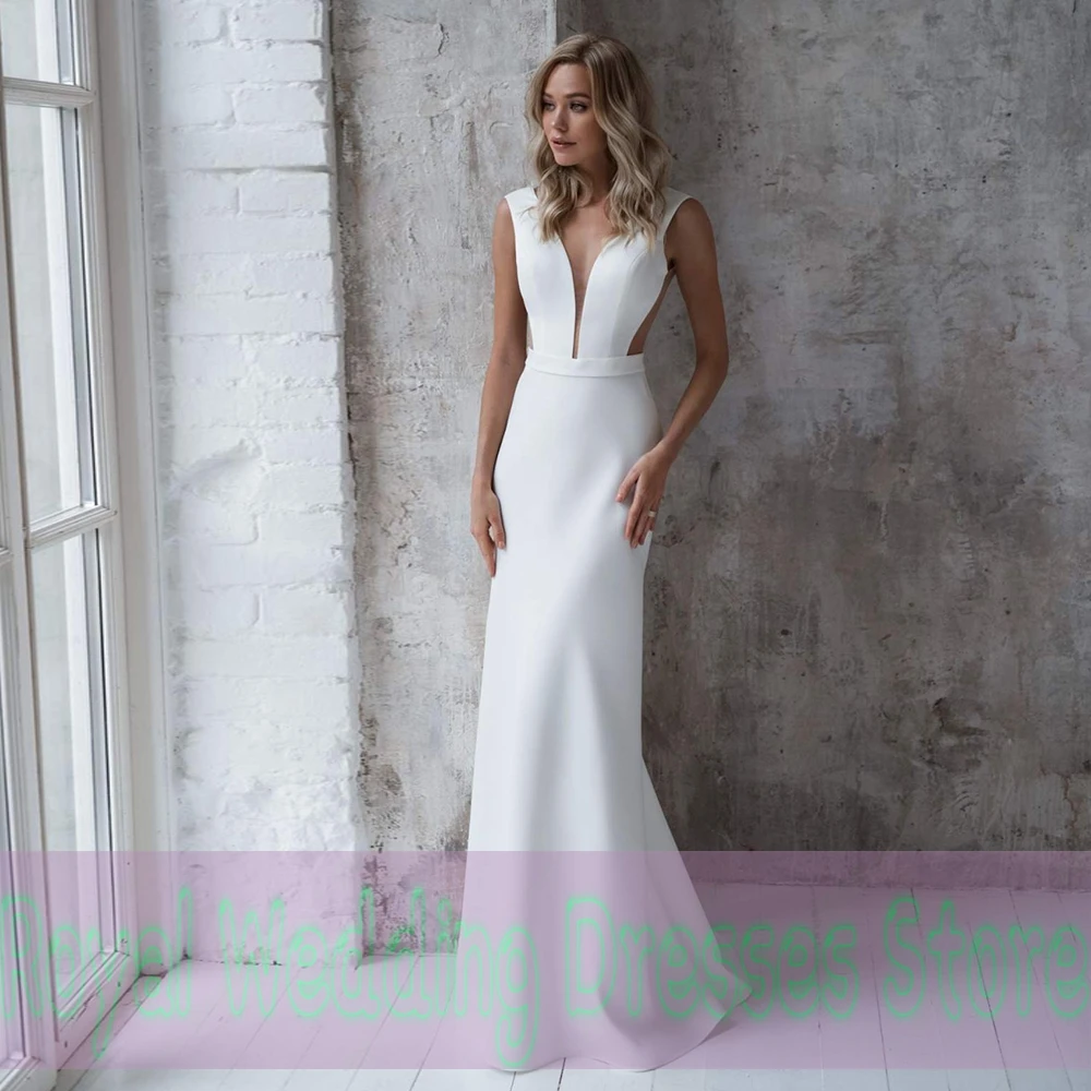 Simple Mermaid Sleeveless V-neck Flower Waist Wedding Dresses 2022 Summer Floor Length Open Back High Quality Gowns Robe De Ma
Simple Mermaid Sleeveless V-neck Flower Waist Wedding Dresses 2022 Summer Floor Length Open Back High Quality Gowns Robe De Ma
