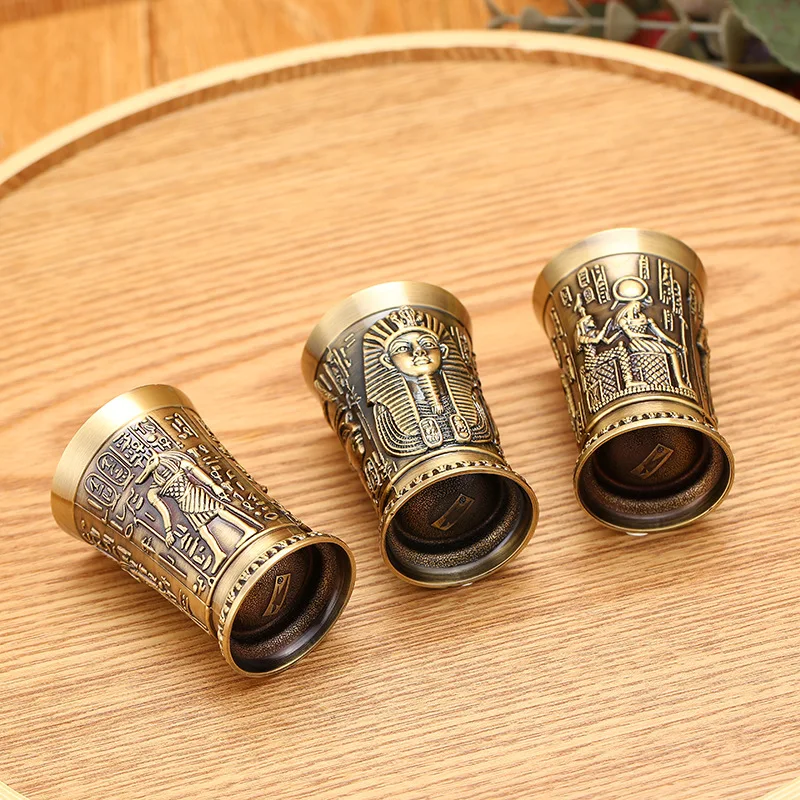 

Shot Glass 1oz Metal Vintage Egyptian Chalice Creative Wine Shot Glasses Personalized Sip Glass Used for Tequila Vodka Cocktail