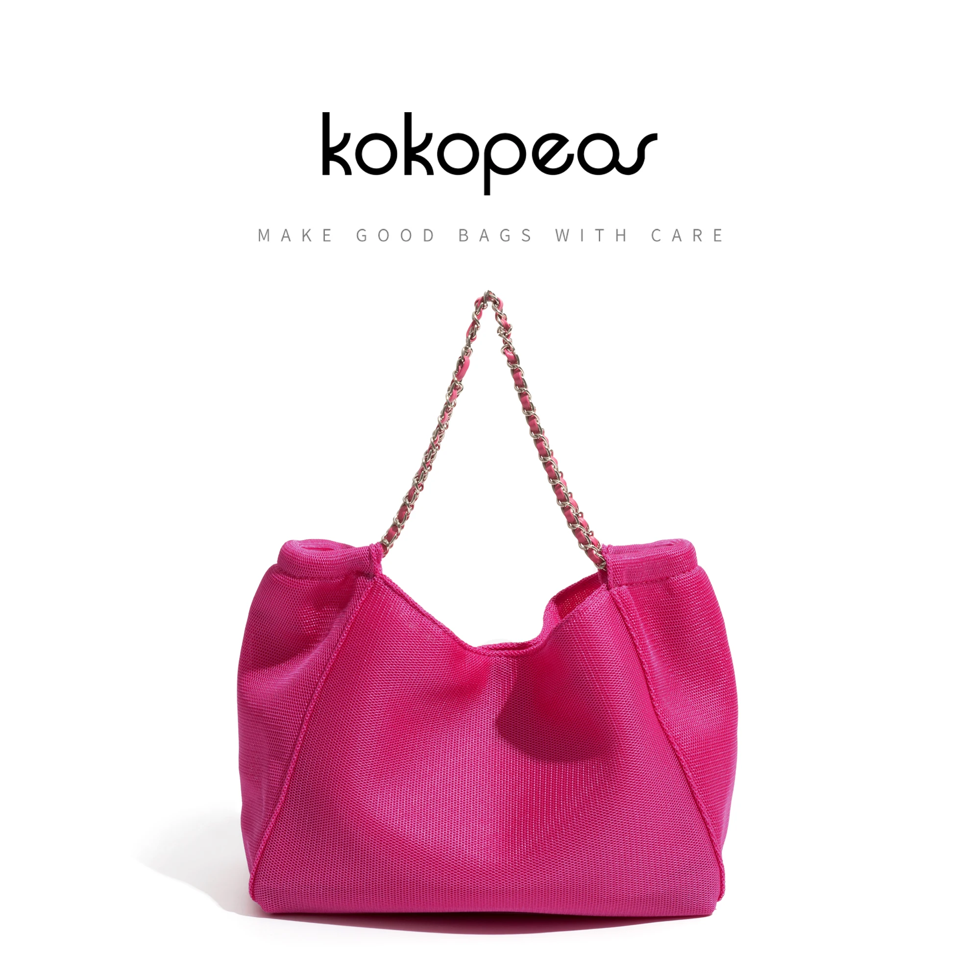 

KOKOPEAS Eco Friendly Women Mesh Shoulder Bag Hasp Casual Shopper Tote for Beach Big Capacity Daily Work Handbag