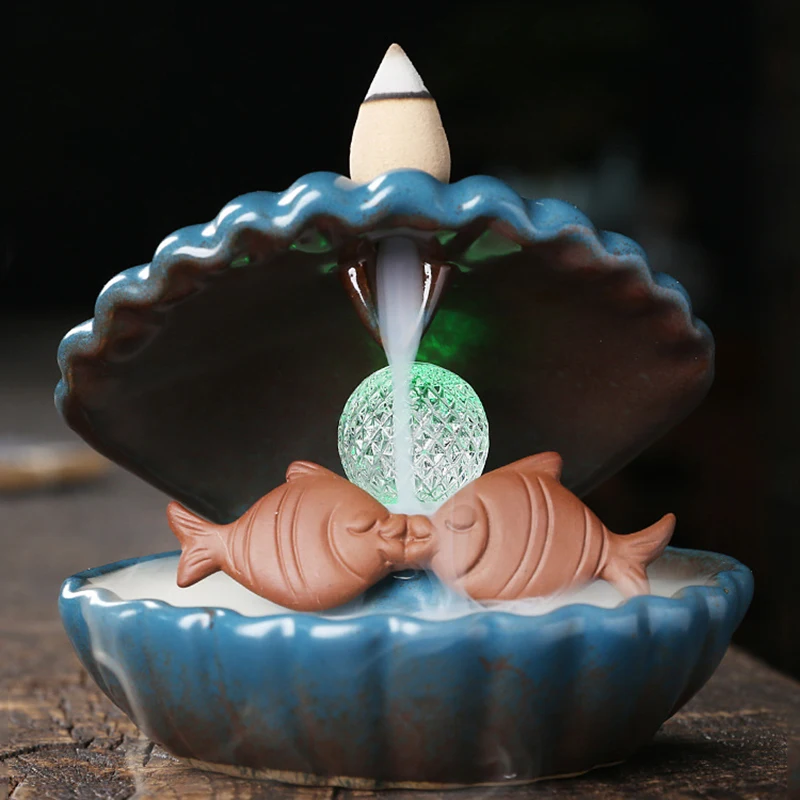 Ceramic Smoke Fountain Waterfall Bowl LED Shell Mermaid Backflow Incense Burners Aromatherapy Fragrance Fireplace Home Zen Decor 
Ceramic Smoke Fountain Waterfall Bowl LED Shell Mermaid Backflow Incense Burners Aromatherapy Fragrance Fireplace Home Zen Decor