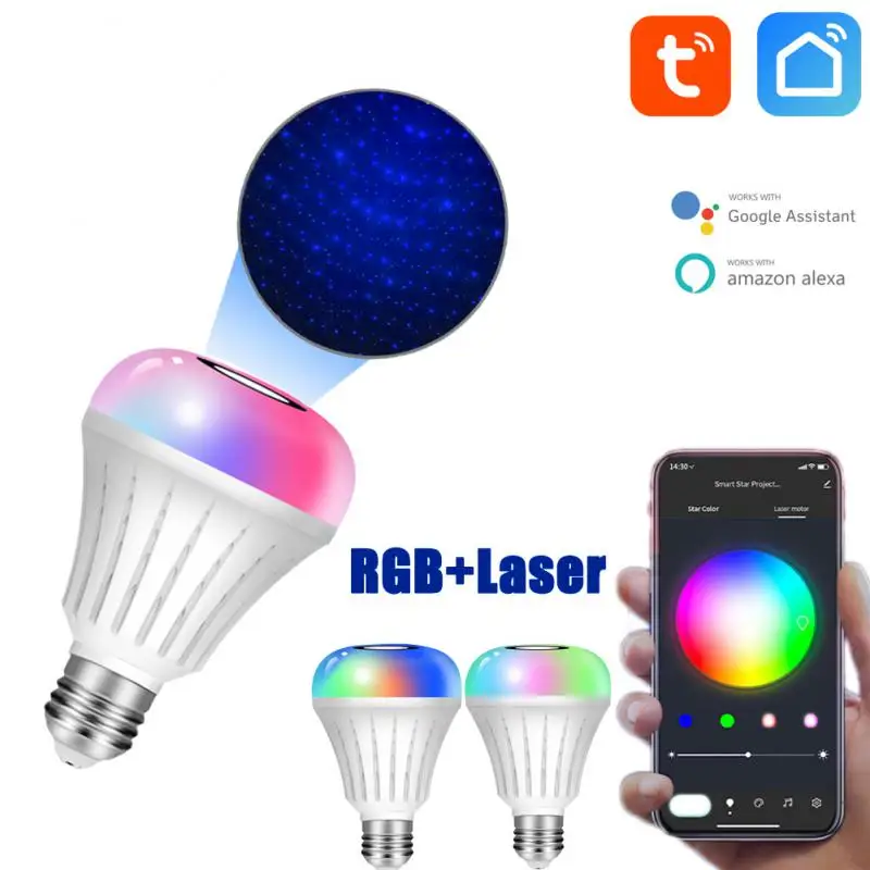 TUYA WIFI Smart Star Light Bulb E27 RGB Laser Projection Lamp Music Mode Timing App Control Work With Alexa And Google Assistant
TUYA WIFI Smart Star Light Bulb E27 RGB Laser Projection Lamp Music Mode Timing App Control Work With Alexa And Google Assistant
