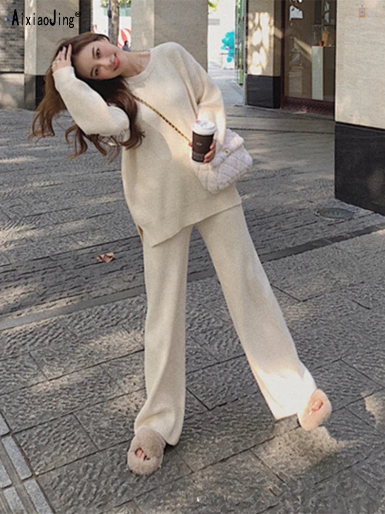 Women's Sweater Jumpsuit Two Piece Pullover Sweater Women High Waist Knit Straight Pants Long Sleeve Spring Summer Dress
Women's Sweater Jumpsuit Two Piece Pullover Sweater Women High Waist Knit Straight Pants Long Sleeve Spring Summer Dress