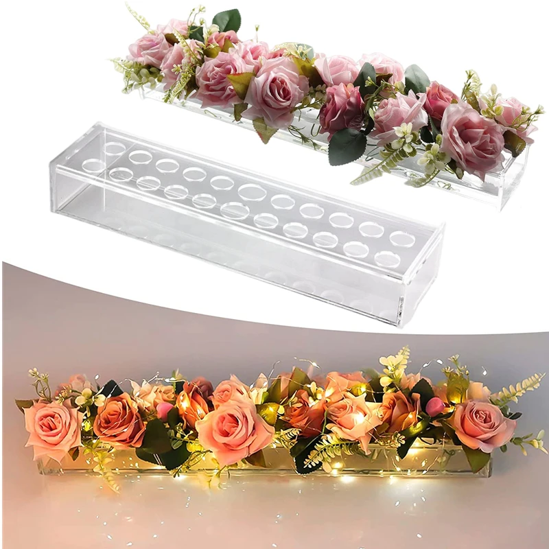 10-24 Holes Clear Acrylic Flower Vase Rectangular For Dining Table Wedding Decoration Rose Gift Box Desktop Home Decoration
10-24 Holes Clear Acrylic Flower Vase Rectangular For Dining Table Wedding Decoration Rose Gift Box Desktop Home Decoration
