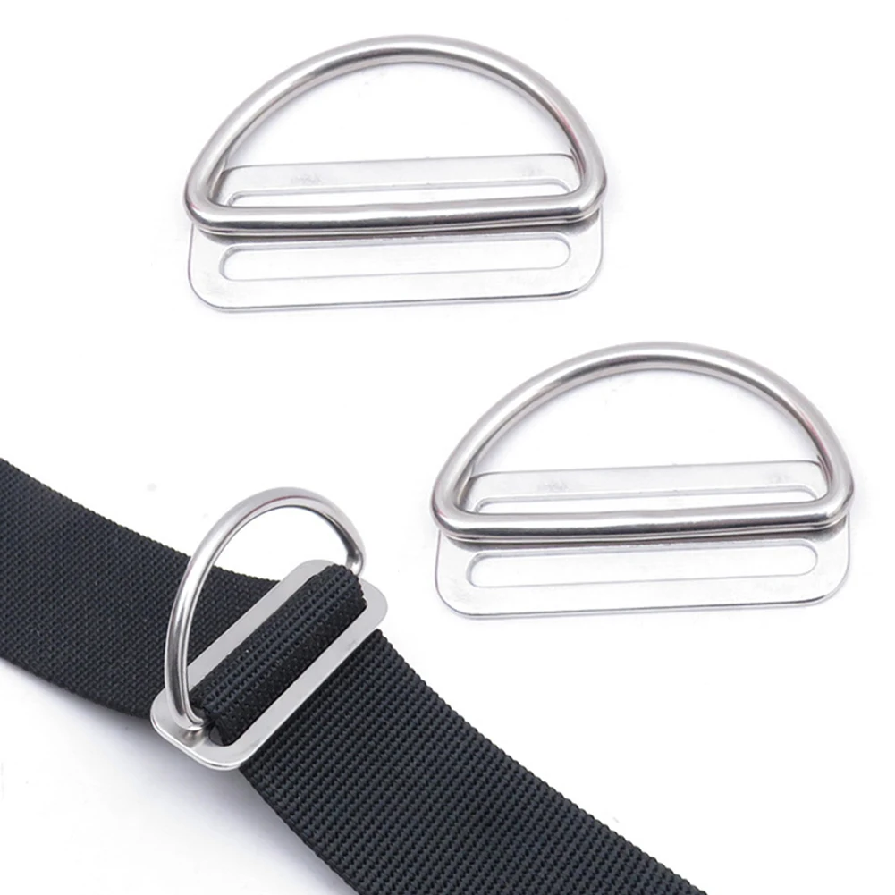 

1/2 Pair Scuba Diving D Ring Buckle+Stainless Steel Webbing Belt Keeper Diving Back Fly Side Hanging Special Narrow Mouth