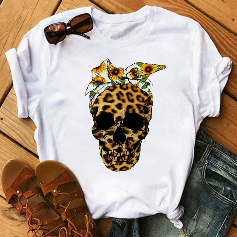 New Women T Shirt Skull with Sunflower Printed T-shirt Harajuku Short Sleeve Graphic Tshirt Round Neck Tee Shirt Femme Shirt Top
New Women T Shirt Skull with Sunflower Printed T-shirt Harajuku Short Sleeve Graphic Tshirt Round Neck Tee Shirt Femme Shirt Top