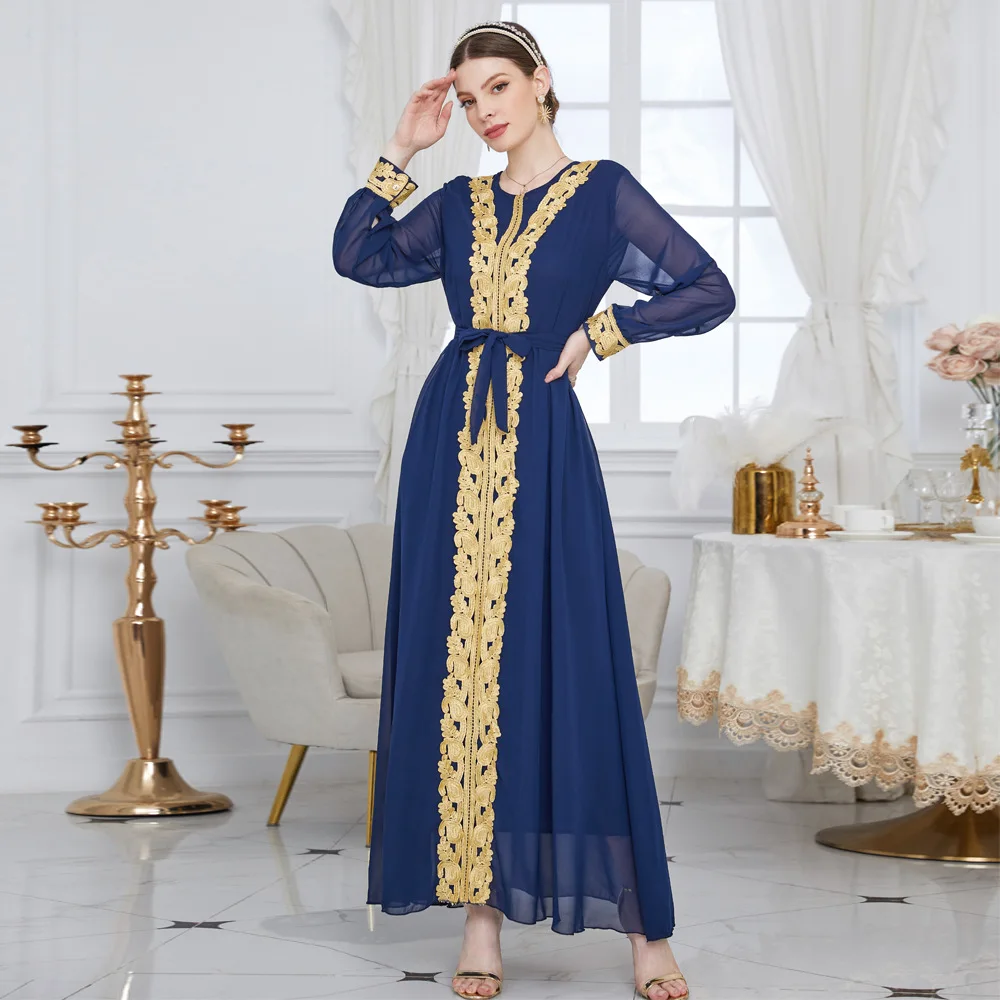 Women's Arab fashion Dress Solid Lace Splice Ladies Dresses Summer Long Sleeve Women Vestidos Casual Clothing Winter Kaftan
Women's Arab fashion Dress Solid Lace Splice Ladies Dresses Summer Long Sleeve Women Vestidos Casual Clothing Winter Kaftan