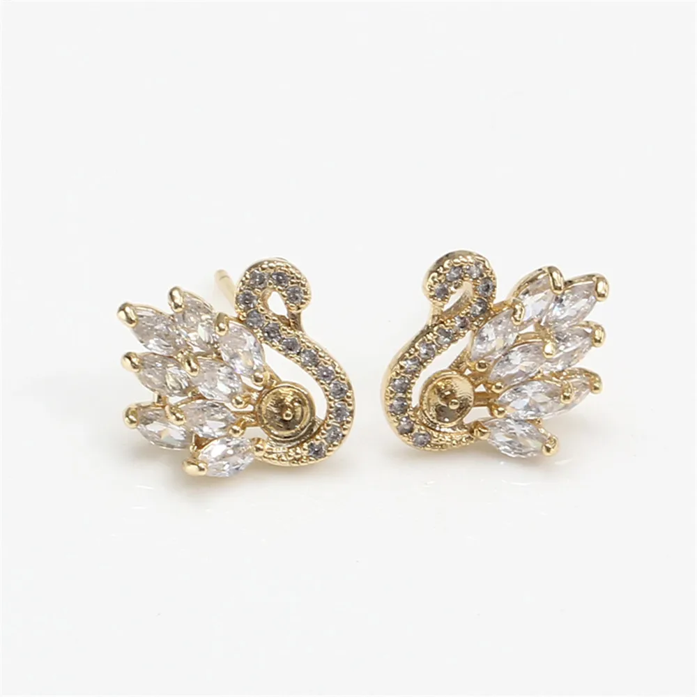 Domestic Copper Clad Gold Plated Genuine Gold Process Swan Zircon Pearl Earrings 925 Silver DIY Accessories
Domestic Copper Clad Gold Plated Genuine Gold Process Swan Zircon Pearl Earrings 925 Silver DIY Accessories