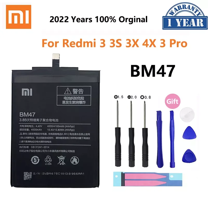 Original Phone Battery BM47 High Quality Full 4000mAh Replacement Battery For Xiaomi Redmi 3 3Pro 3S 3X 4X + Free Tools
Original Phone Battery BM47 High Quality Full 4000mAh Replacement Battery For Xiaomi Redmi 3 3Pro 3S 3X 4X + Free Tools