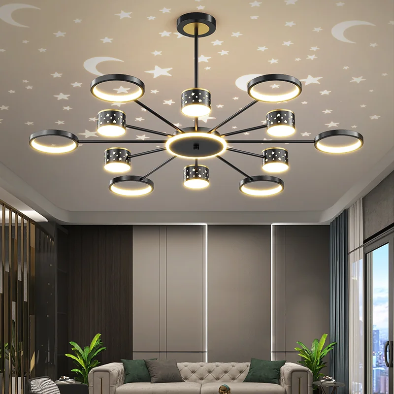 

LED Nordic Light Luxury Modern Minimalist Atmosphere Starry Sky Chandelier For Bedroom Dining Room Kithen Fixtures Dimmable