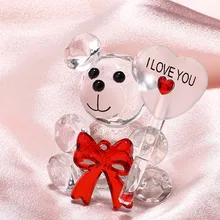 Valentines Day Gift Crystal Glass Bear I Love You Best Gifts for Girlfriend Boyfriend Wedding Gift for Guests Party Favors