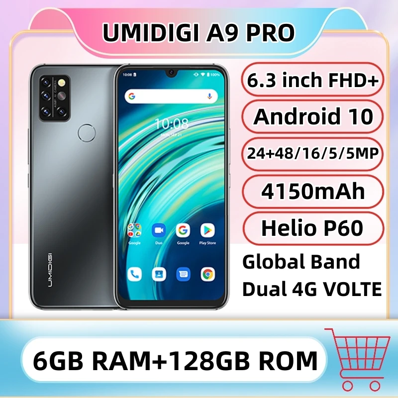 

UMIDIGI A9 Pro SmartPhone 6GB RAM 128GB ROM Global Version 48MP Quad Camera 24MP Selfie Helio P60 6.3" FHD+ 4150MAH Mobile Phone