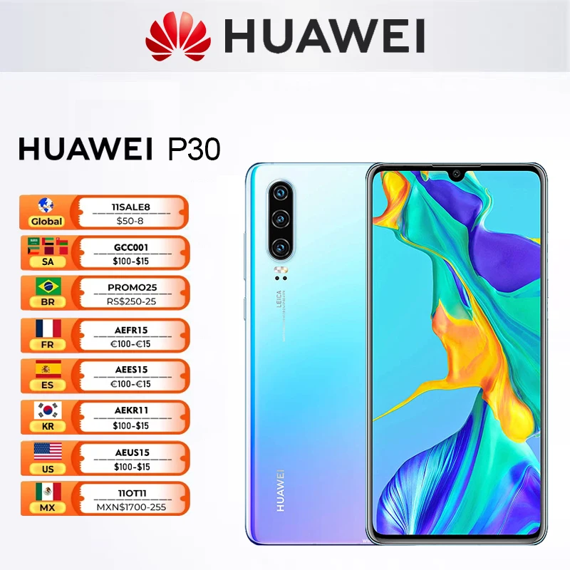 Смартфон HUAWEI P30 на Android, экран 6,1 дюйма, камера 40 Мп + 32 МП, 128 Гб ПЗУ, 4G
Смартфон HUAWEI P30 на Android, экран 6,1 дюйма, камера 40 Мп + 32 МП, 128 Гб ПЗУ, 4G